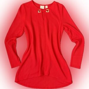 Chico’s Fashion Knit Top with Hardware Detail and Shirttail Hem I Red - Size 0